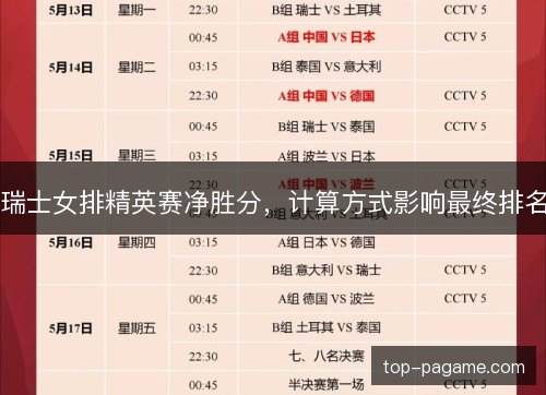 瑞士女排精英赛净胜分，计算方式影响最终排名